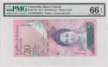 Venezuela, 20 Bolivares, 2011, UNC, p91e 
PMG 66 EPQ
Serial Number: R65046041
Estimate: 15-30 USD