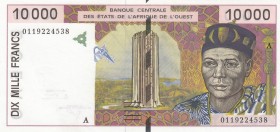 West African States, 10.000 Francs, 2000, UNC (-), p114Ai 
Serial Number: 0119224538
Estimate: 60-120 USD