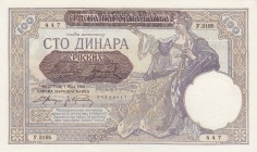 Yugoslavia, 100 Dinars, 1941, UNC, p23 
Serial Number: Y.2185 447
Estimate: 15-30 USD