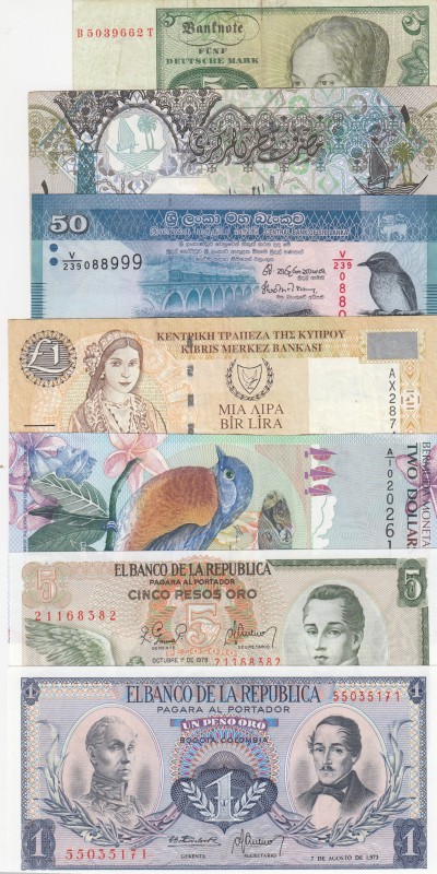 Mix Lot, (Total 6 banknotes)
Colombia 1 Oro, 1973, UNC; Colombia 5 Oro, 1978, U...