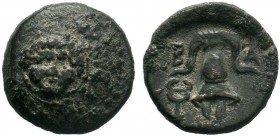 Macedonian Kingdom. Alexander III the Great. 336-323 B.C. AE 1/2 unit. Salamis mint, struck under Nikokreon, ca. 323-315 B.C. Facing Gorgoneion in the...