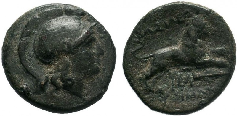 Kings of Thrace. Lysimachos (323-281 BC). AE. Uncertain mint c. 323-281.Obv. Hel...