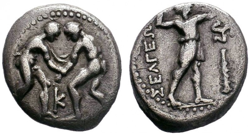Pisidia, Selge (c.300-190 BC), Silver Stater, two wrestlers grappling, K below, ...