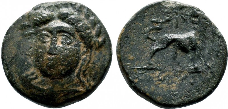 IONIA. Miletos. Ae (Circa 260-220 BC). Basileides, magistrate.
Obv: Laureate and...