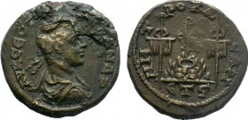 CAPPADOCIA, Caesarea-Eusebia. Severus Alexander. AD 222-235. AE Bronze. Dated RY 6 (AD 227/8). Laureate, draped, and cuirassed bust right / Mt. Argaeu...