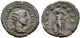 Gordian III. AD 238-244. AR Antoninianus, Rome. IMP GORDIANVS PIVS FEL AVG, radiate, draped, and cuirassed bust of Gordian right / VICTOR AETER, Victo...