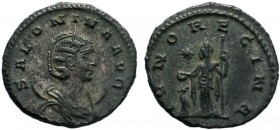 Salonina, Augusta, 254-268. Antoninianus .Antioch, 263. SALONINA AVG Diademed and draped bust of Salonina to right, set on crescent. Rev. IVNO REGINA ...