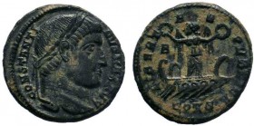 Constantine I. A.D. 307/10-337. Æ follis. Constantinople, A.D. 327/8. CONSTANTI-NVS MAX AVG, laureate head of Constantine I right / LIBERT-A-S PVBLICA...