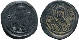 BYZANTINE.Romanus IV, Class G anonymous follis, 1068-1071 AD. IC-XC to left and right of bust of Christ, nimbate, facing, right hand raised, scroll in...