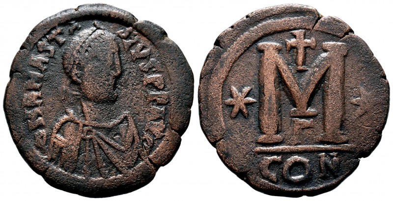 Anastasius I. 491-518. AE follis . Constantinople mint, struck 512-517. D N ANAS...