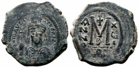 Maurice Tiber (582-602), AE Follis,

Condition: Very Fine

Weight: 12.4 gr
Diameter:32 mm