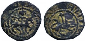 Cilician Armenia, Post Roupenian, AE Pogh. Obverse: Equestrian figure to right.Pseudo-Aremenian script
Reverse: Lion to right with cross behind. Dot i...