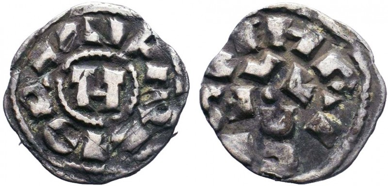 Italy, Lucca. Henry III-V. 1039-1125. AR denaro . + IMPERATOR, monogram of Otto ...
