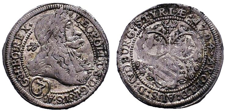 AUSTRIA. Holy Roman Empire. Leopold I (Emperor, 1658-1705). 3 Kreuzer (1697-IA)....