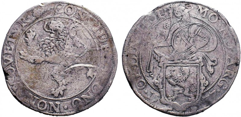 NETHERLANDS. Holland. Lion Daalder (1604).
Obv: MO NO ARG ORDIN HOL.
Knight stan...