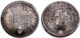 Spain, Fillipe V, AR 2 Reales, Cuenca 1721. PHILIPPUS V D G, Crowned shield of Spain / HISPANIARUM REX, Arms of Castile and Leon.

Condition: Very Fin...