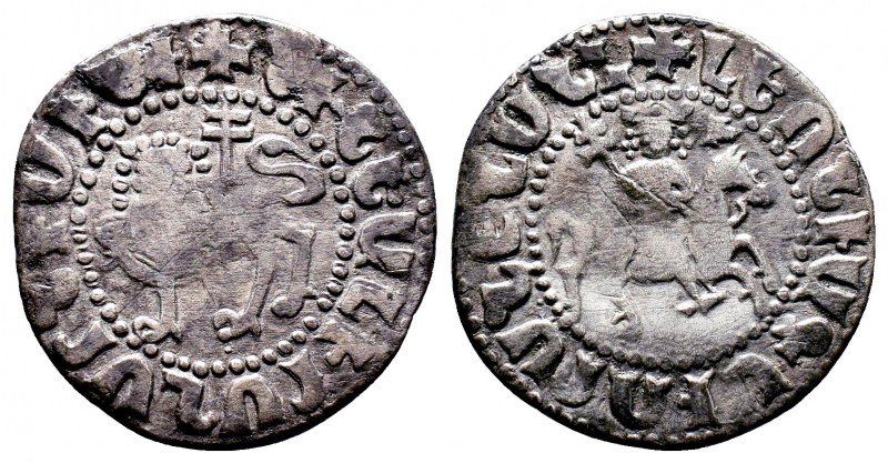 Armenia, Levon II AR Tram. AD 1270-1289. Lion walking left / Crowned lion walkin...