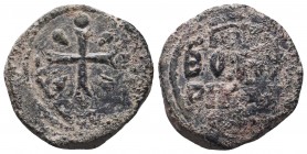 EDESSA Richard of Salerno, Regent (1104-1108).AE Class 2 4.95g Obv.: Jewelled cross.Rev.:Ke BOH[Q] RIKA[R] Dw in four lines. Reference: Schlumberger I...
