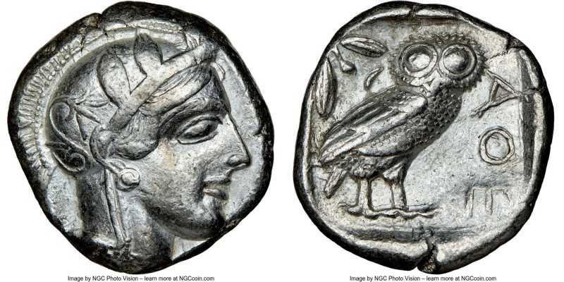 ATTICA. Athens. Ca. 440-404 BC. AR tetradrachm (24mm, 17.17 gm, 7h). NGC XF 5/5 ...