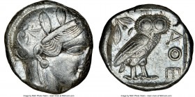 ATTICA. Athens. Ca. 440-404 BC. AR tetradrachm (23mm, 17.19 gm, 10h). NGC XF 2/5 - 3/5. Mid-mass coinage issue. Head of Athena right, wearing crested ...