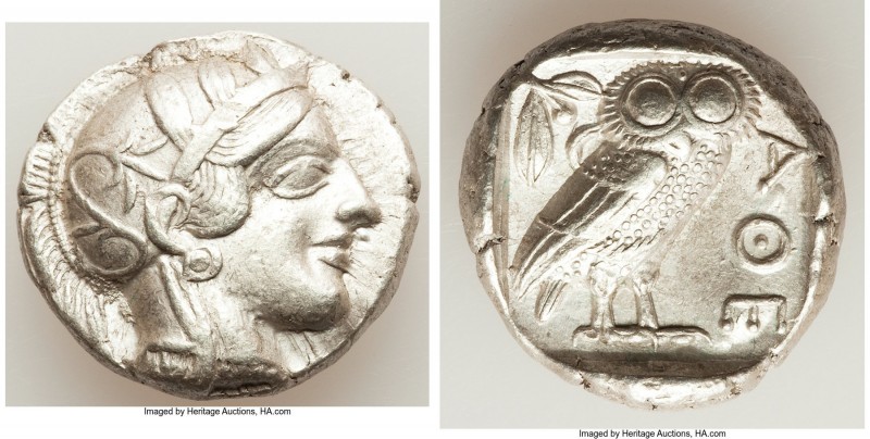 ATTICA. Athens. Ca. 440-404 BC. AR tetradrachm (25mm, 17.18 gm, 5h). XF. Mid-mas...