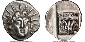 CARIAN ISLANDS. Rhodes. Ca. 125-88 BC. AR hemidrachm (14mm, 12h). NGC Choice XF. 'Plinthophoric' coinage. Diognetus, magistrate. Radiate head of Helio...