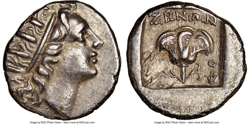 CARIAN ISLANDS. Rhodes. Ca. 88-84 BC. AR drachm (14mm, 1h). NGC AU. Plinthophori...
