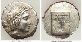 LYCIAN LEAGUE. Masicytes. Ca. 48-20 BC. AR hemidrachm (16mm, 1.60 gm, 12h). Choice AU. Series 5. Laureate head of Apollo right; Λ-Y below / M-A, citha...