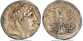 SELEUCID KINGDOM. Antiochus VII Euergetes (Sidetes) (138-129 BC). AR tetradrachm (29mm, 11h). NGC Choice XF. Posthumous issue of Cappadocia. Diademed ...