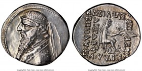 PARTHIAN KINGDOM. Mithradates II (ca. 121-91 BC). AR drachm (20mm, 12h). NGC AU, brushed. Rhagae, ca. 109-96/5 BC. Diademed, draped bust of Mithradate...