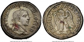 SYRIA. Antioch. Philip II, as Augustus (AD 247-249). BI tetradrachm (26mm, 7h). NGC AU. AD 249. AYTOK K M IOYΛI ΦIΛIΠΠOC CЄB, laureate, draped and cui...