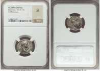 Domitian (AD 81-96). AR denarius (19mm, 6h). NGC XF. Rome, 1 January-13 September AD 88. IMP CAES DOMIT P M TR P VII, laureate head of Domitian right ...