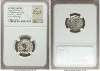 Geta (AD 198-209). AR denarius (20mm, 3.59 gm, 6h). NGC AU 5/5 - 4/5. Rome, AD 200-202. P SEPT GETA-CAES PONT, bareheaded, draped bust of Geta right, ...