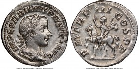 Gordian III (AD 238-244). AR denarius (19mm, 1h). NGC Choice AU. Rome, March-May AD 240. IMP GORDIANVS PIVS FEL AVG, laureate, draped and cuirassed bu...