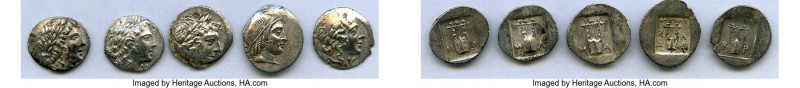 ANCIENT LOTS. Greek. Lycian League. Ca. 48-20 BC. Lot of five (5) AR hemidrachms...