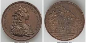 Louis XV copper "Guadeloupe Fortified" Medal MDCCXXI (1721) AU, Paris mint, Betts-148. 41.5mm. 38.67gm. By Du Vivier. Commemorating the fortification ...