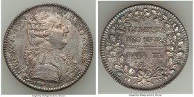 Louis XVI silver "Treaty of Paris" Jeton 1783 AU, Feuardent-1595. 30.4mm. 11.98gm. By Gatteaux. LUD XVI REX CHRISSTIANISS His bust right / LIBERTE / D...