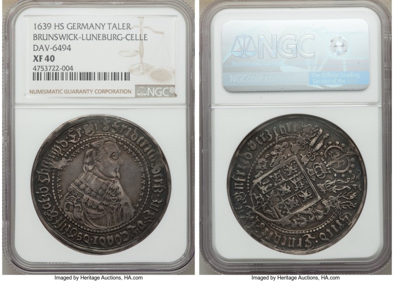 Brunswick-Lüneburg-Celle. Friedrich Taler 1639-HS XF40 NGC, Clausthal mint, KM14...