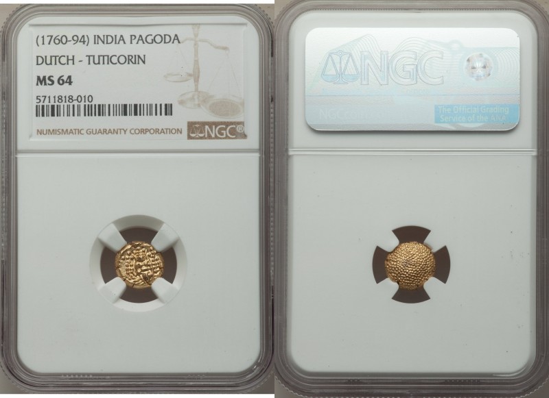 Dutch India gold Pagoda ND (1760-1794) MS64 NGC, Tuticorin mint, KM49, Fr-1515. ...