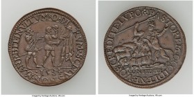 3-Piece Lot of Uncertified Assorted Jetons, 1) "Assassination of Prince of Orange" copper Jeton 1584 - XF, Dugn-2995. 29.9mm. 6.02gm 2) "Commerce & Ov...