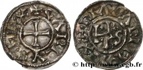 CHARLES III THE SIMPLE
Type : Denier 
Date : c. 843-864 
Mint name / Town : Melle ? 
Metal : silver 
Diameter : 20,5  mm
Orientation dies : 4  h.
Weig...