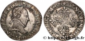 HENRY III
Type : Franc au col plat 
Date : 1579 
Mint name / Town : Paris 
Metal : silver 
Millesimal fineness : 833  ‰
Diameter : 32,5  mm
Orientatio...