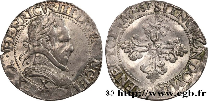 HENRY III
Type : Demi-franc au col plat 
Date : 1587 
Mint name / Town : Amiens ...