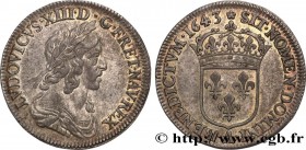 LOUIS XIII
Type : Quart d'écu d'argent, 3e type, 2e poinçon de Warin 
Date : 1643 
Mint name / Town : Paris, Monnaie de Matignon 
Quantity minted : 92...