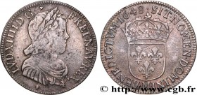 LOUIS XIV "THE SUN KING"
Type : Quart d'écu d'argent à la mèche longue 
Date : 1648 
Mint name / Town : Toulouse 
Quantity minted : 10300 
Metal : sil...