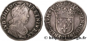 LOUIS XIV "THE SUN KING"
Type : Quart d'écu à la mèche longue 
Date : 1650 
Mint name / Town : Bayonne 
Metal : silver 
Millesimal fineness : 917  ‰
D...