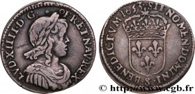 LOUIS XIV "THE SUN KING"
Type : Douzième d'écu à la mèche longue 
Date : 1653 
Mint name / Town : Troyes 
Quantity minted : 34665 
Metal : silver 
Mil...