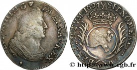 LOUIS XIV "THE SUN KING"
Type : Quart d'écu aux palmes 
Date : 1694 
Mint name / Town : Toulouse 
Metal : silver 
Millesimal fineness : 917  ‰
Diamete...