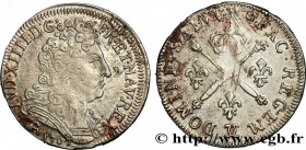 LOUIS XIV "THE SUN KING"
Type : Vingt sols aux insignes 
Date : 1707 
Mint name / Town : Besançon 
Quantity minted : 175665 
Metal : silver 
Millesima...