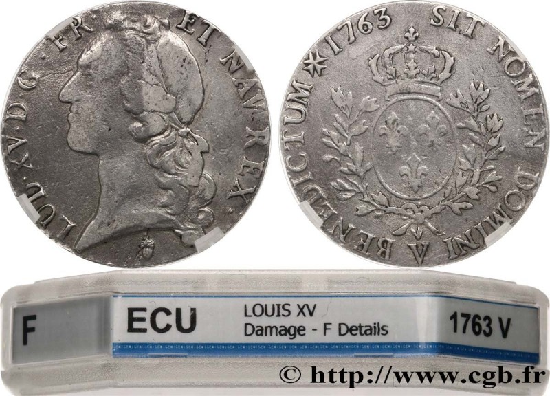 LOUIS XV THE BELOVED
Type : Écu dit "au bandeau" 
Date : 1763 
Mint name / Town ...